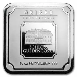  10 oz Silver Bar Geiger original | 999 Fine Silver square design- SKU# A015
