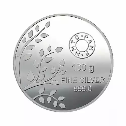 100 GRAM 999.9 FINE SILVER MMTC PAMP BANYAN TREE COIN (NO CARD) - SKU# A037