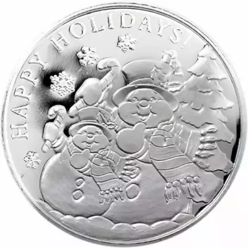 2022 Silver Snowman Season's Greetings 1 oz Christmas Round