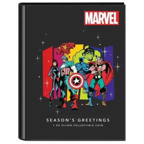 2023 Marvel Season’s Greeting Santa’s Super Helpers 1oz Silver Colorized by NIUE