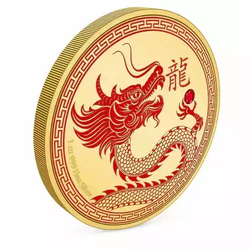 2024 Niue KCIII Lunar Year of the Dragon 1oz Silver Gilded Coin (2)
