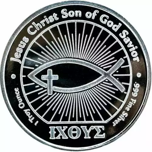 Ichthus Jesus Christ Son of God Savior Fish 1 oz Silver Round