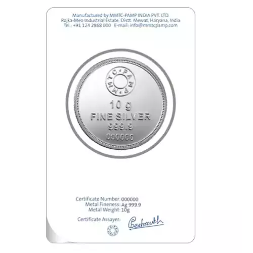MMTC-PAMP LOTUS SILVER COIN 10 GRAMS - SKU# A033 50 gm Silver Coin- SKU# A013 [DUPLICATE for #545509] (3)