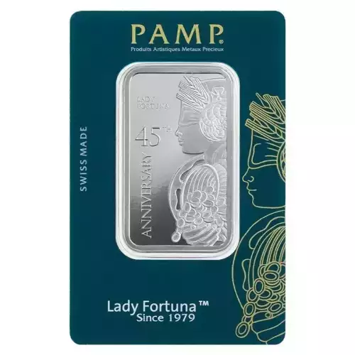 PAMP Suisse Lady Fortuna 45th Anniversary 1 oz Silver Bar (In Assay) (3)